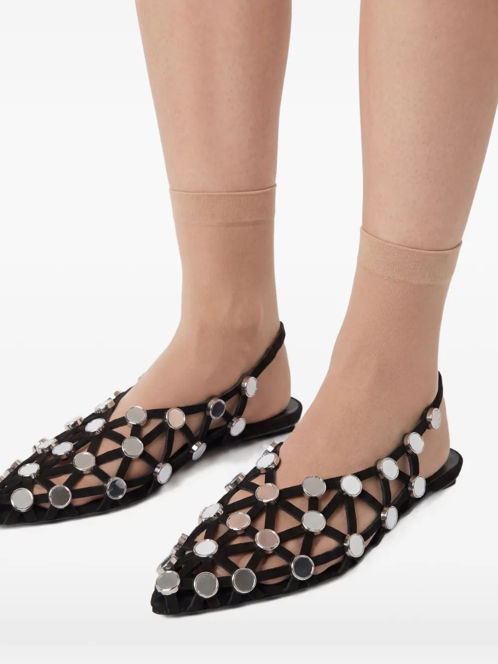 The Attico Grid slingback sandalen Zwart