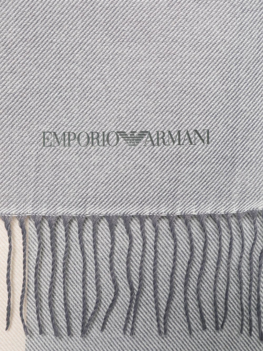 Shop Emporio Armani Check-pattern Scarf In Grey