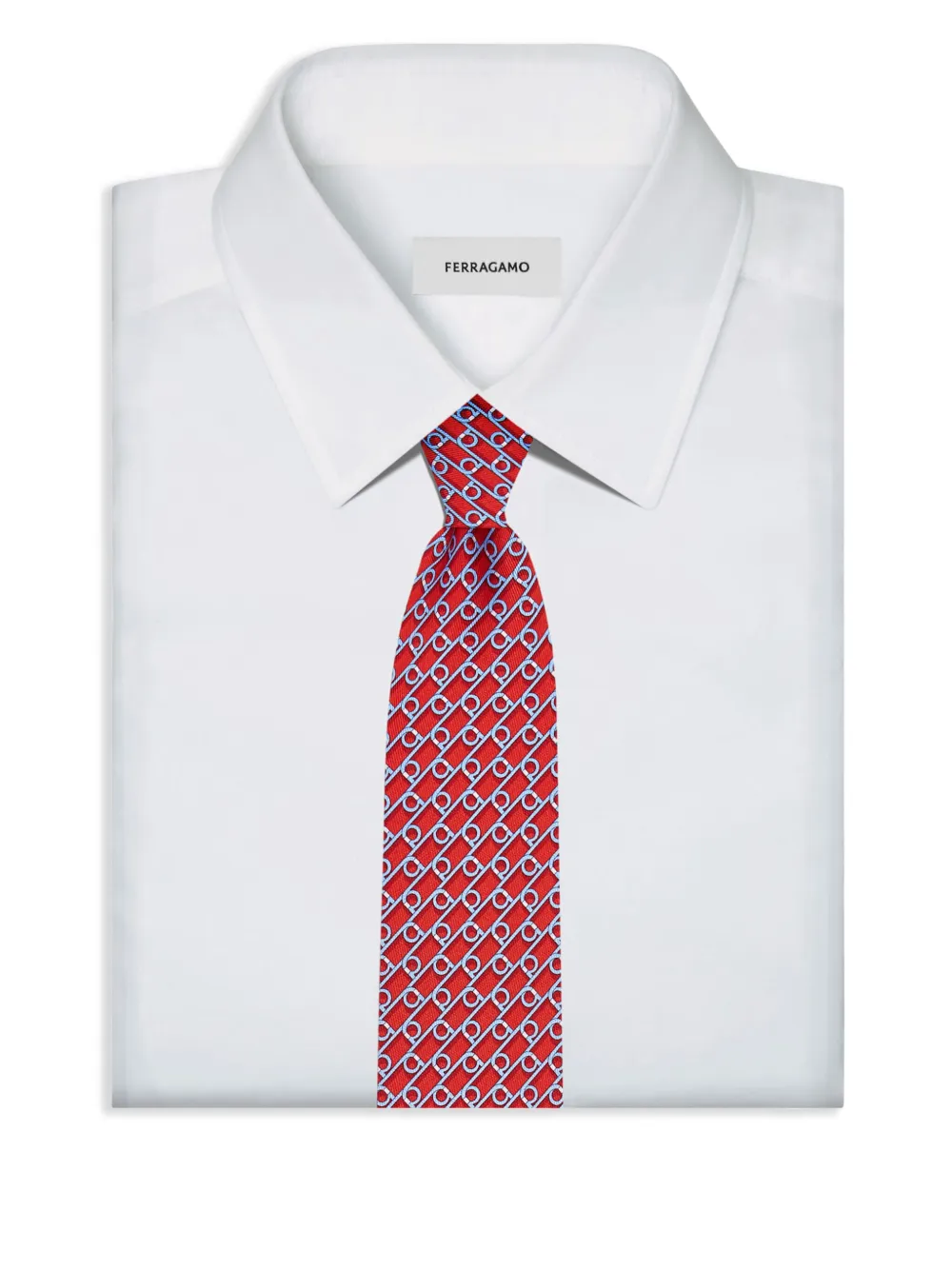 Ferragamo Gancini-print Silk Tie In Red