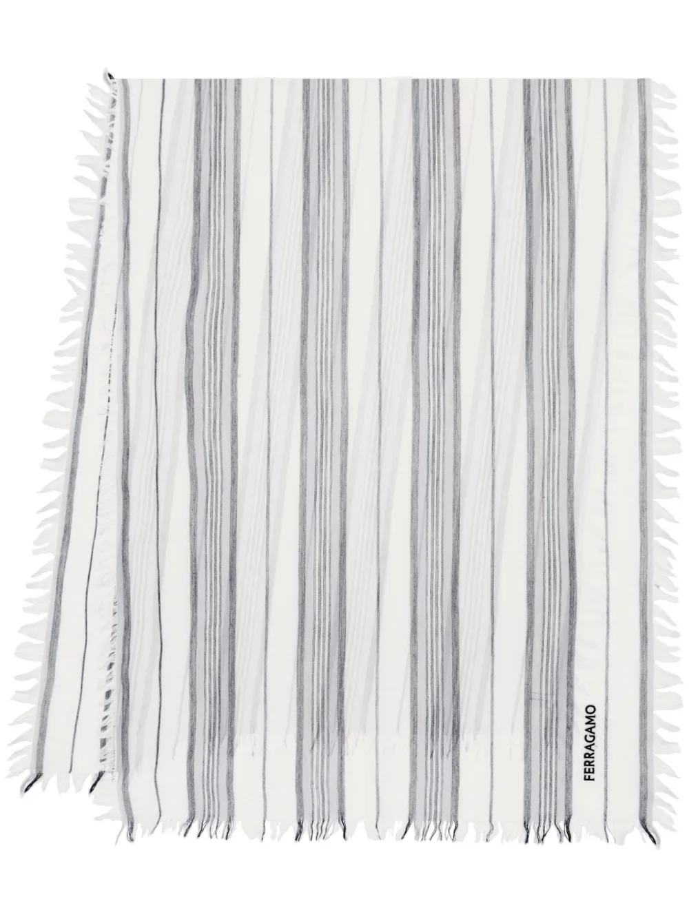Ferragamo Cachecol De Lã Virgem Listrado | Branco | FARFETCH BR