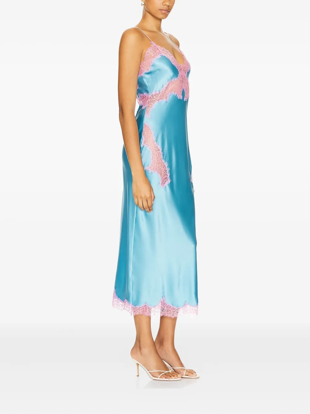 Retrofete Jocelyn lace-trimmed slip dress - Blauw