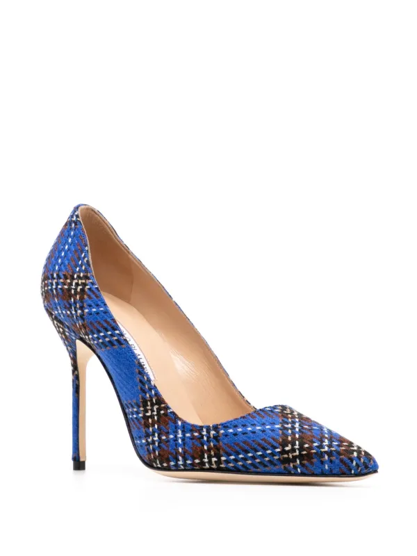 Manolo Blahnik チェック パンプス | ブルー | FARFETCH JP