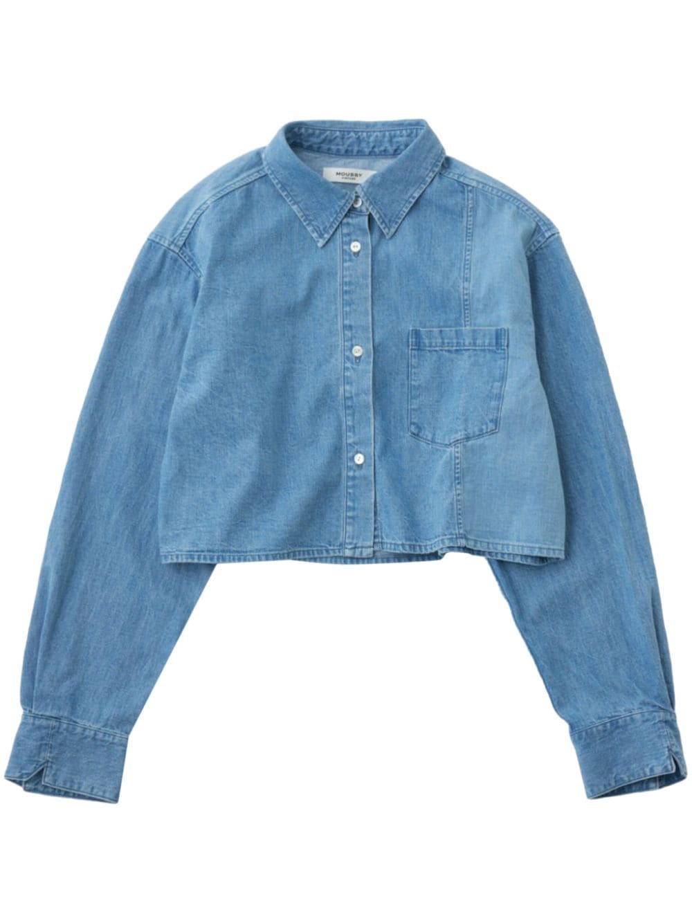 Shop Moussy Vintage Lenfred Cropped Shirt In Blue