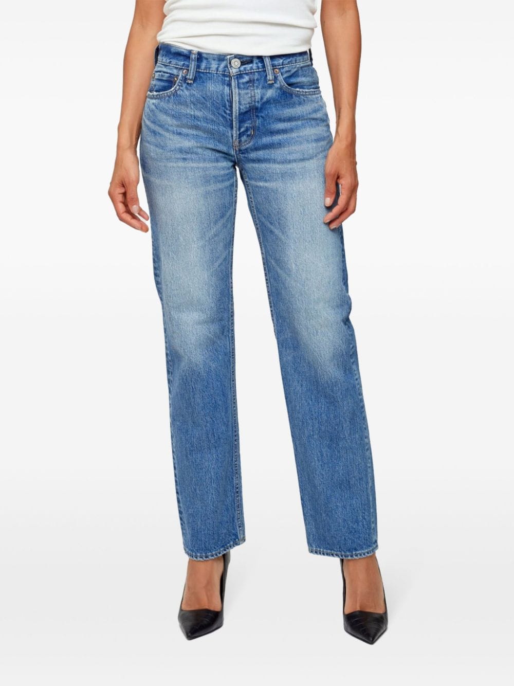 Shop Moussy Vintage Elfers Straight-leg Jeans In Blue