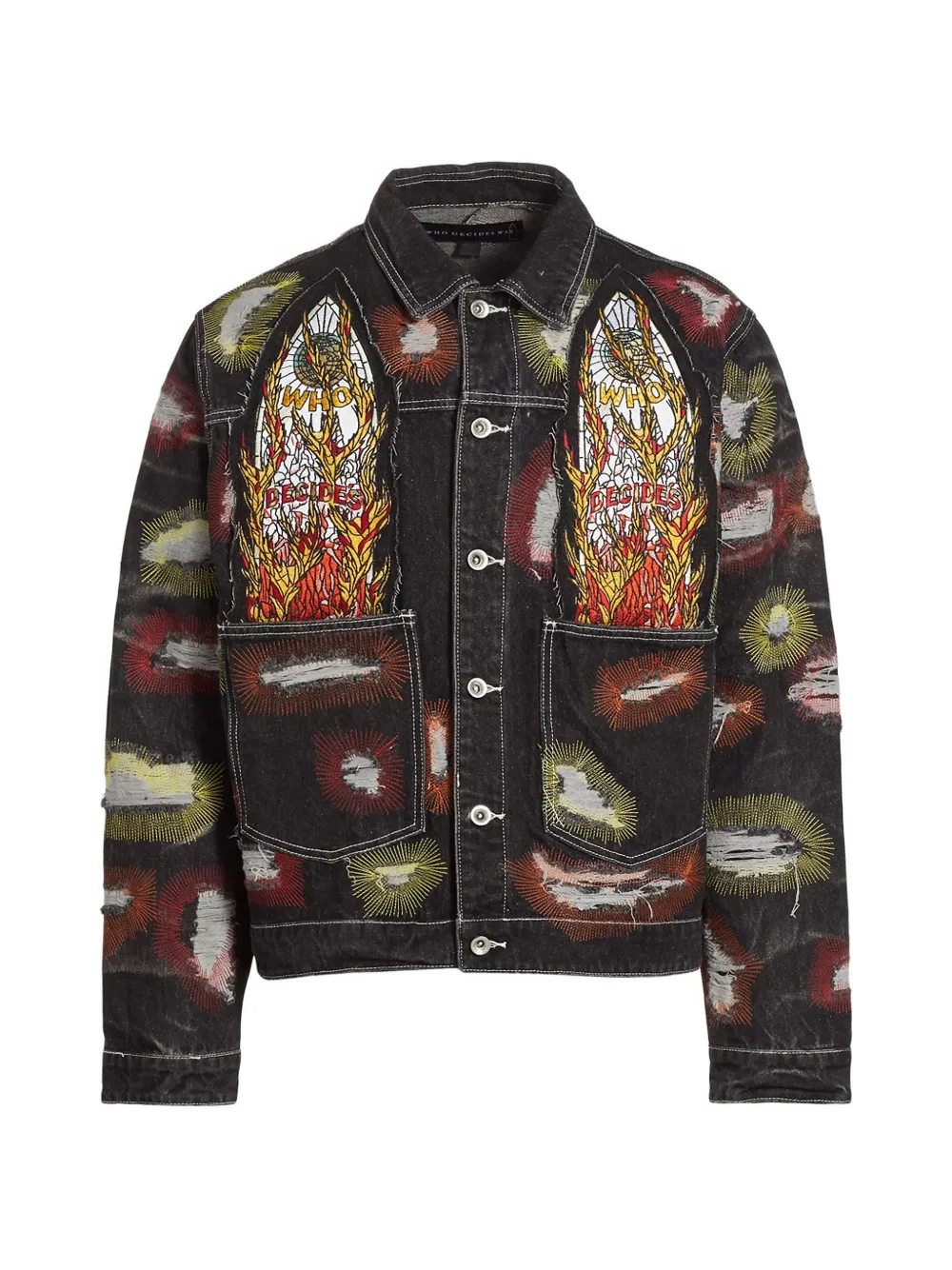 Who Decides War Giacca trucker con ricamo x Ev Bravado - Nero