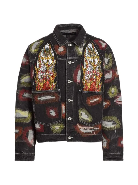 Who Decides War chamarra trucker bordada en colaboración con Ev Bravado