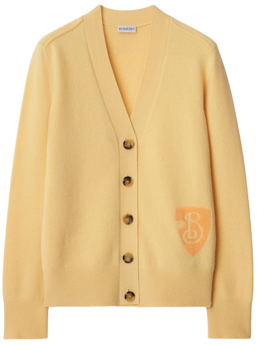 Shop Burberry B Shield Knitted Cardigan In Neutrals