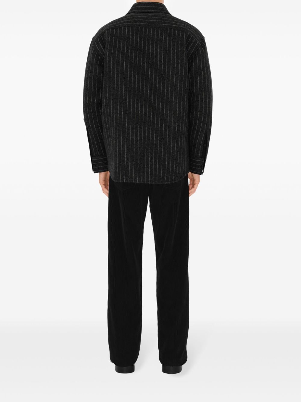 Shop Burberry Pinstripe Shirt In Black