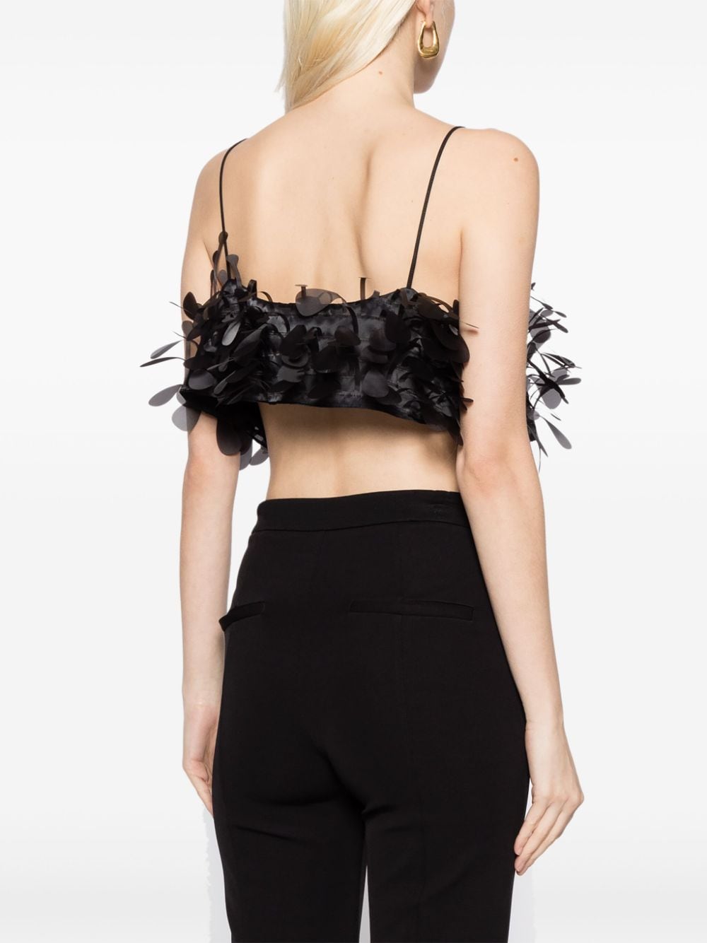 Shop Selezza Fringed Bralette Top In Black