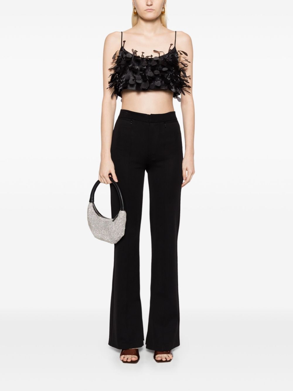 SELEZZA fringed bralette top - Zwart