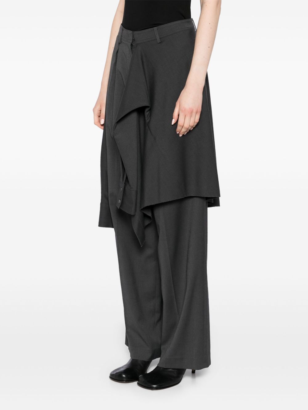 Shop Goen J Layered Shirt Raw-edge Cut Pants In Grey