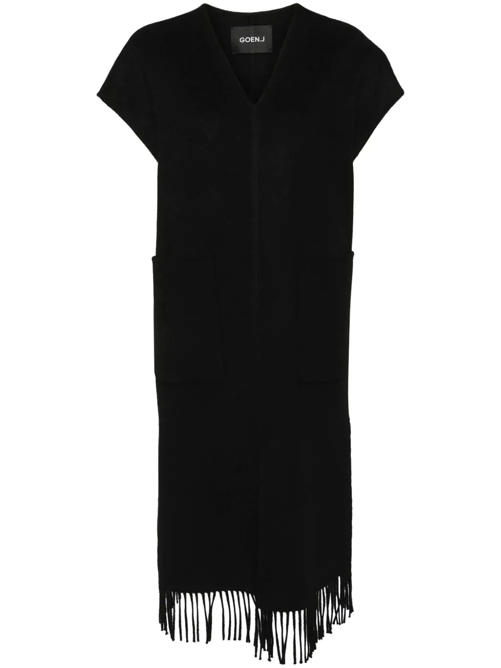 Goen.J double-faced fringed dress | Black | Image 1