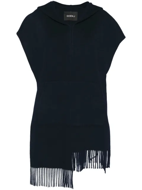 Goen.J fringed hooded poncho