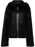 Goen.J shearling-lined aviator leather jacket - Black