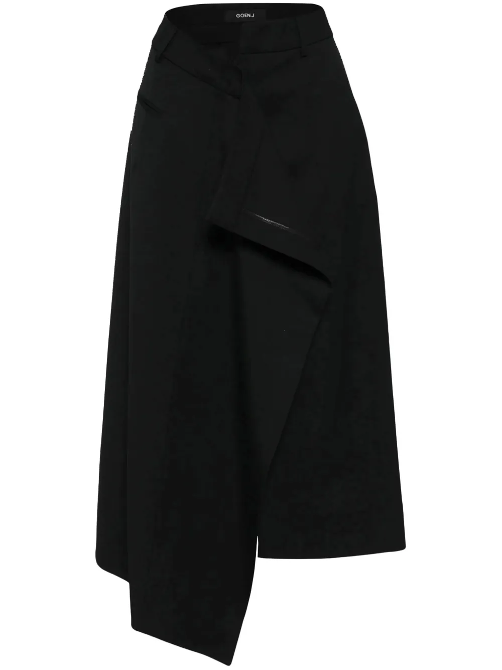Goen.J falda midi con diseño asimétrico y drapeado | negro | Image 1
