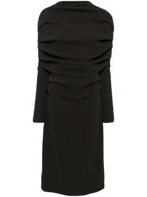 theory off shoulder dress Theory Off-the-Shoulder Ribbed Wool and Cashmere Dress