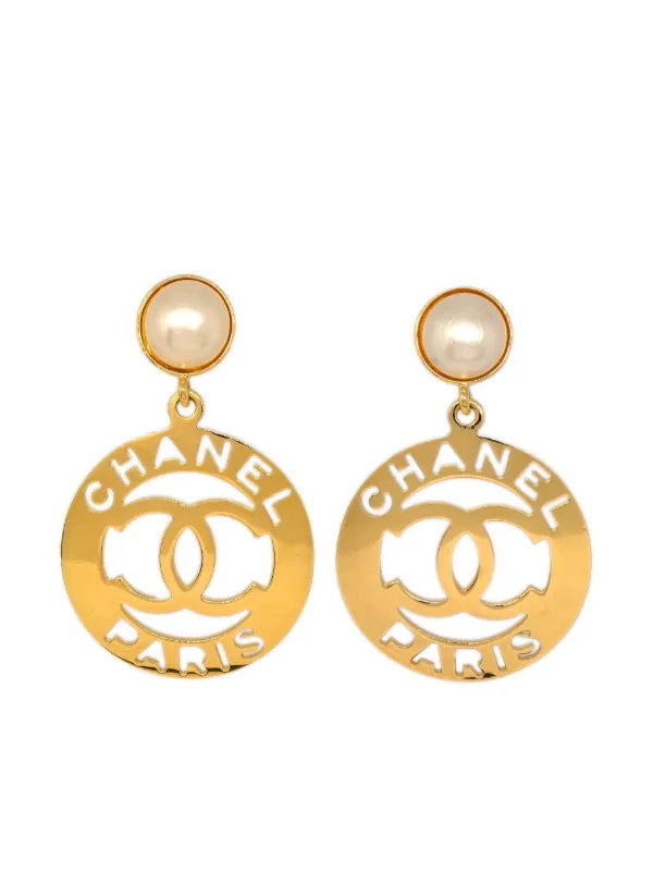 CHANEL Pre-Owned 1990-2000 gold-plated Hoop Earrings Gold