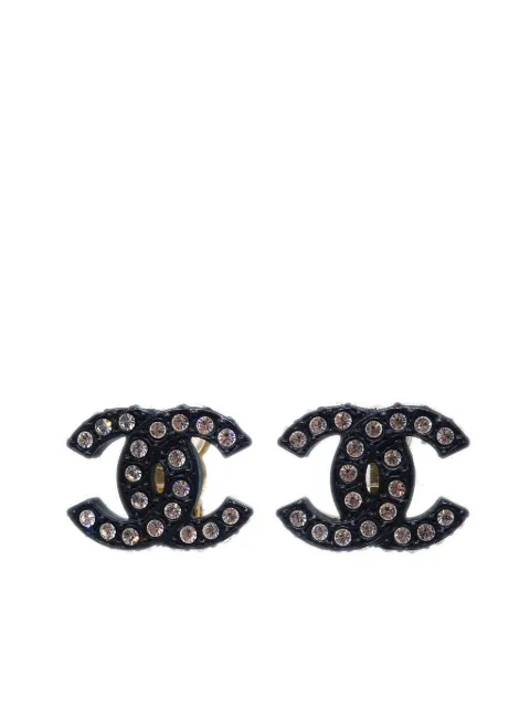 CHANEL Pre-Owned 2002 CC rhinestone clip-on earrings