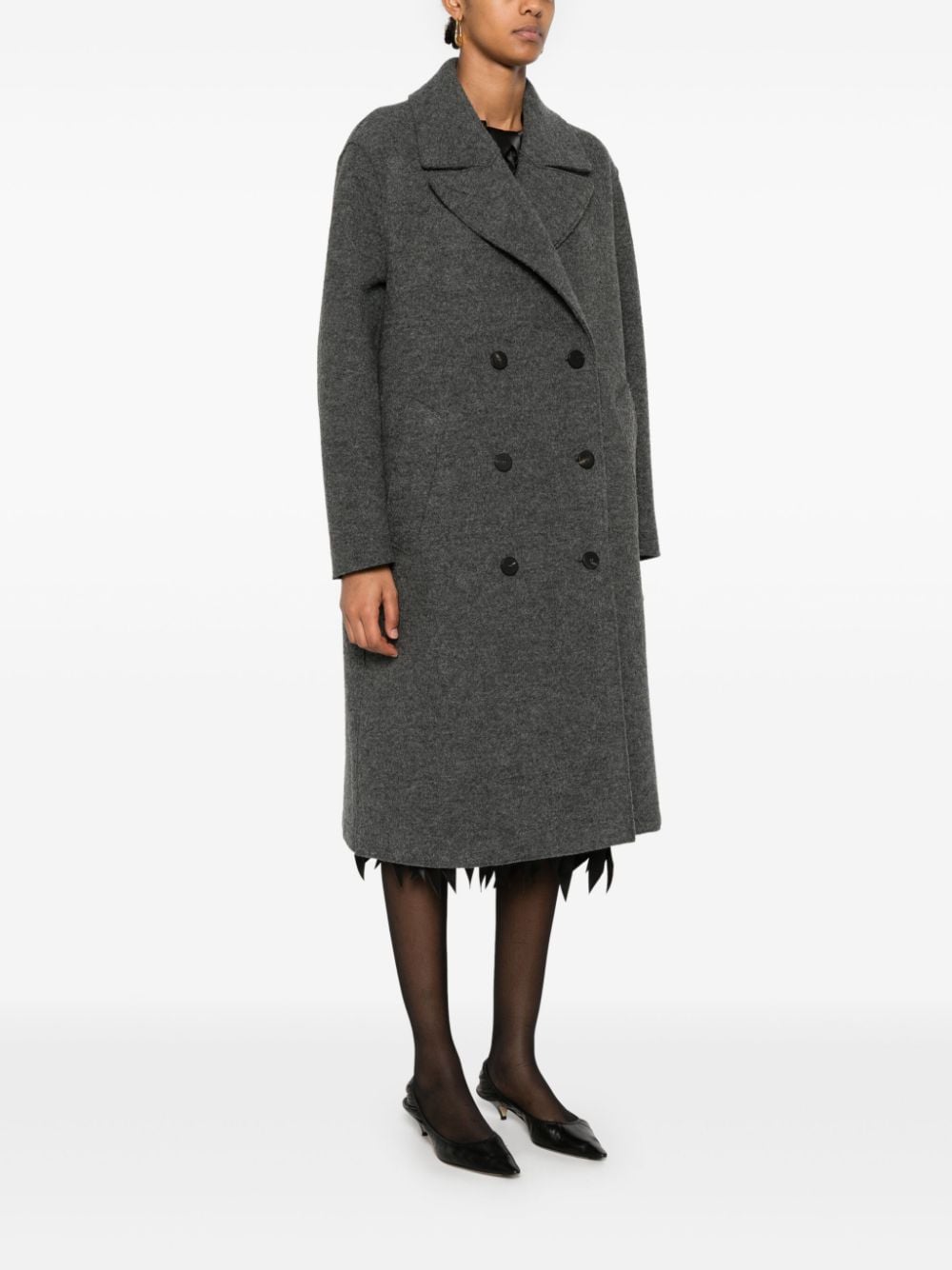 Shop Harris Wharf London Boiled Wool Coat In Grey