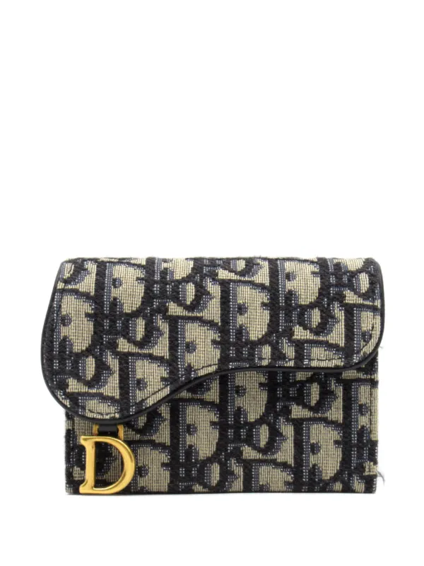 Christian Dior Pre Owned 2010s Saddle Wallet Blue FARFETCH TR