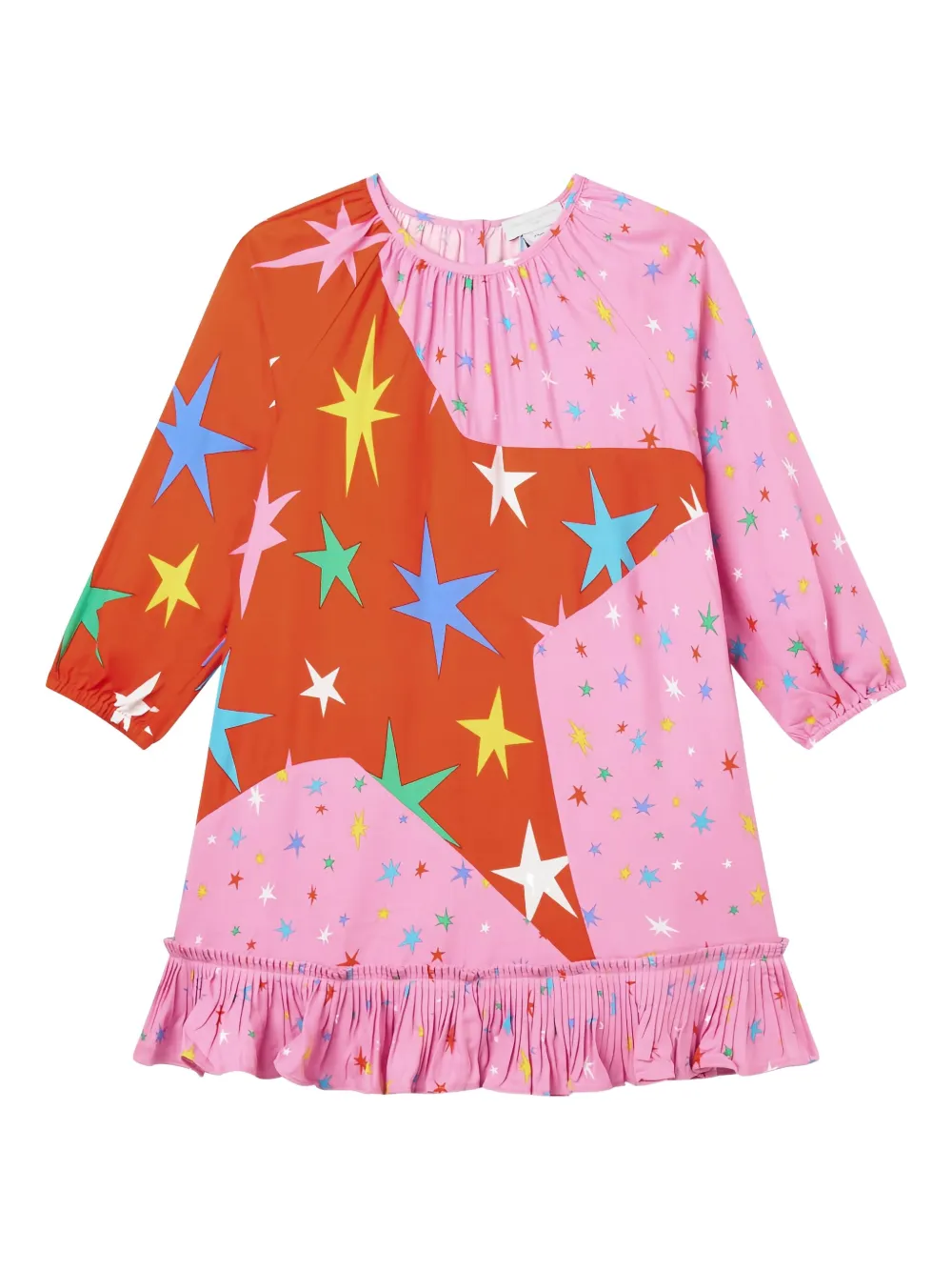 Stella Mccartney Kids' Star-print Pleated Dress In Pink