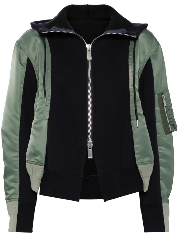 Sacai Panelled Bomber Jacket | Blue | FARFETCH