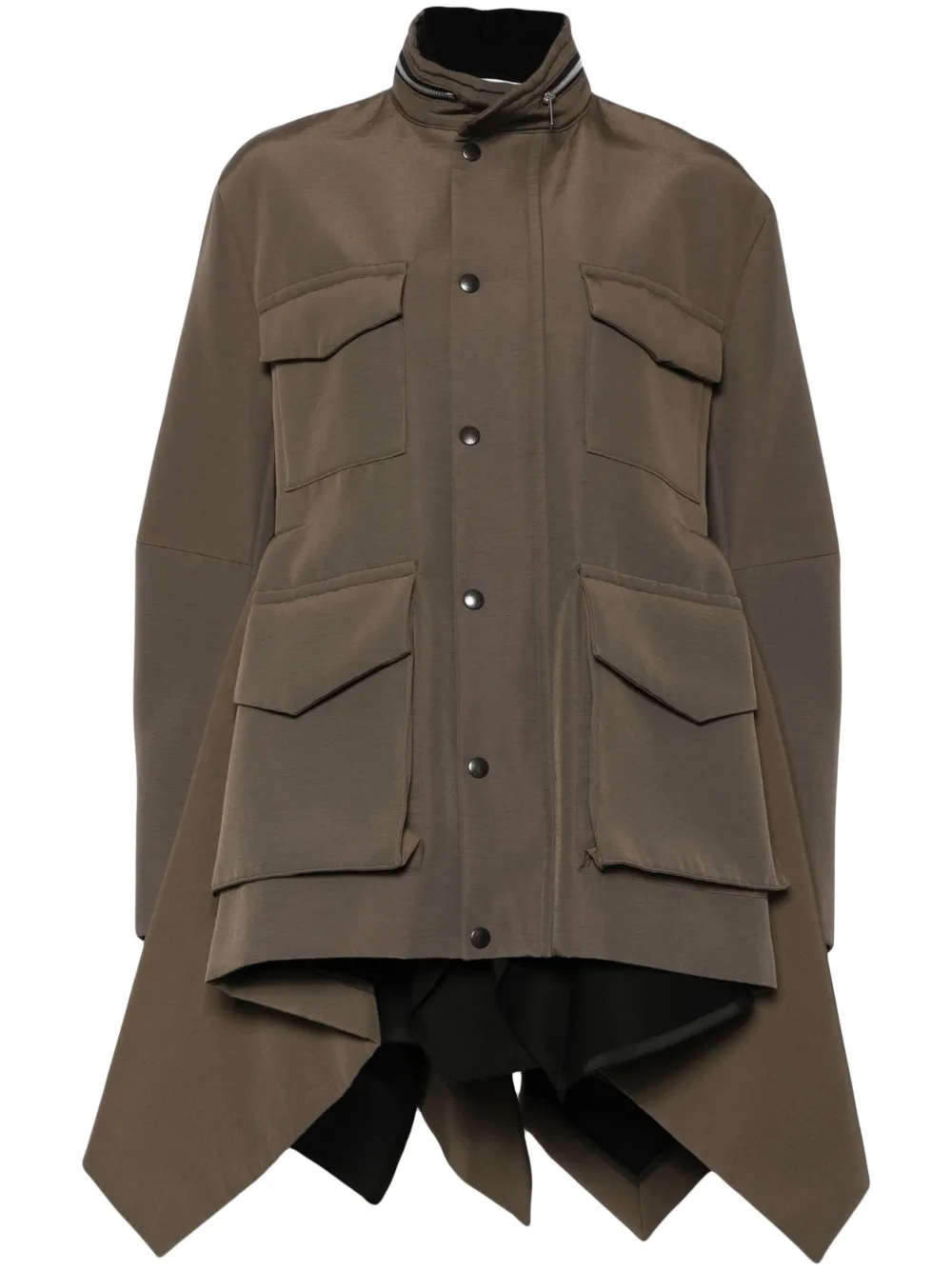 Sacai Asymmetrisch jack met zakdetail Bruin