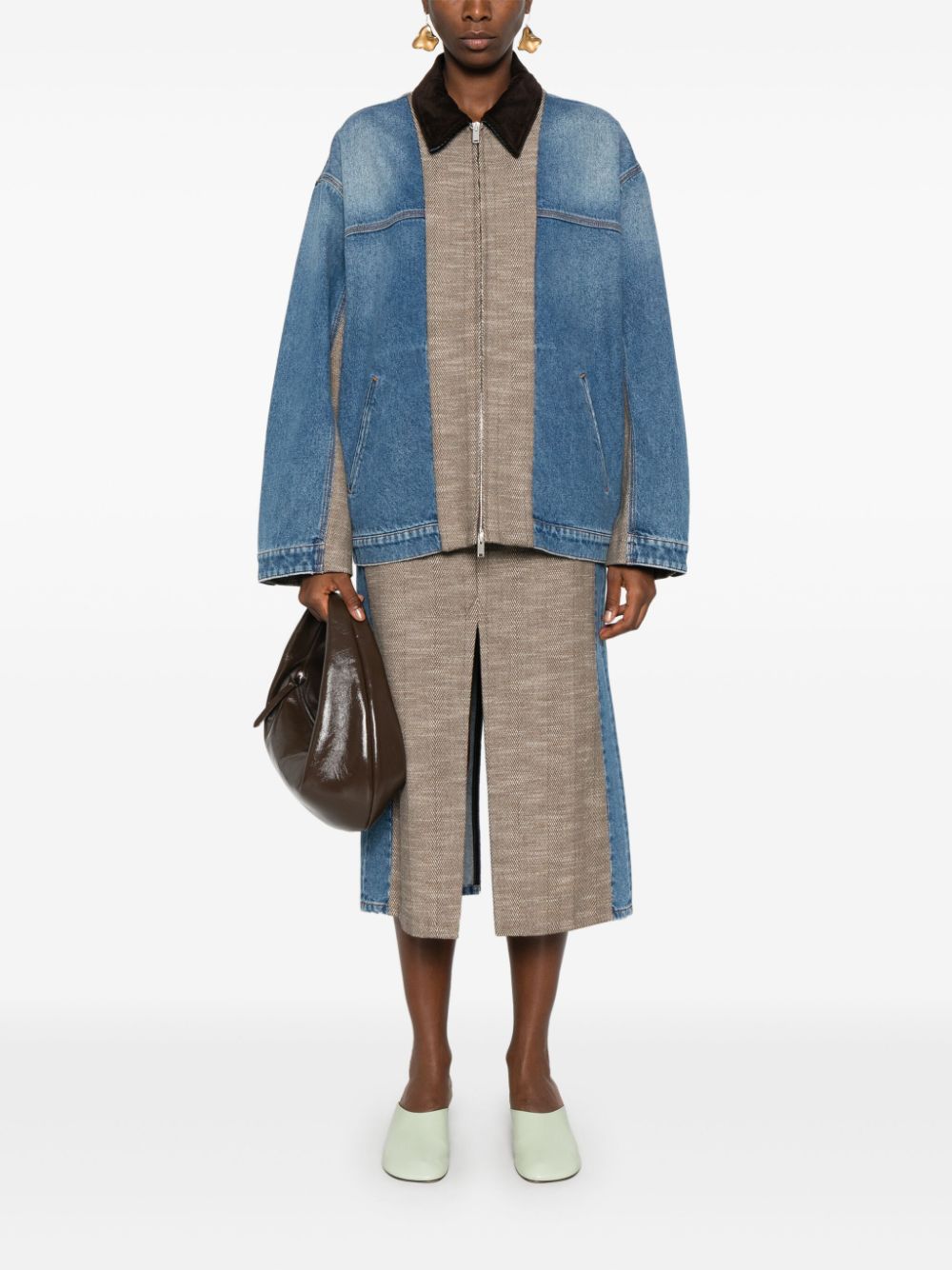 Shop Stella Mccartney Tweed Denim Jacket In Blue