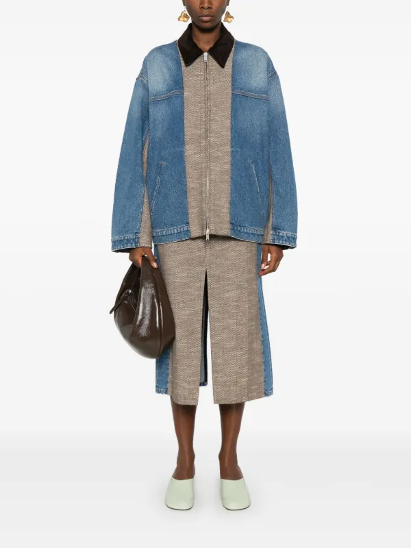 【送料&関税込】Stella McCartney Tweed Insert Denim Jacket Stella McCartney Tweed Denim Jacket | Blue | FARFETCH