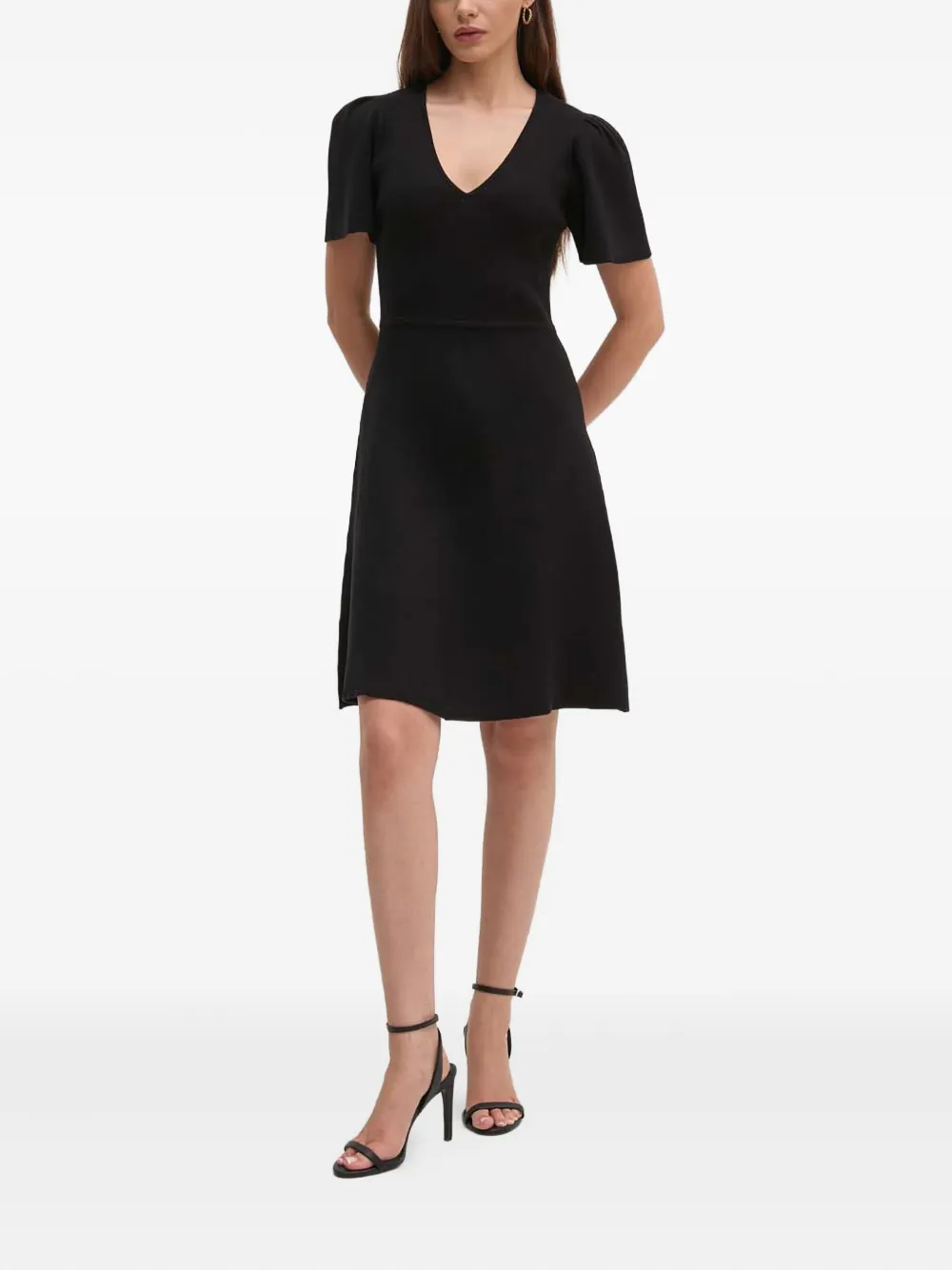 DKNY short-sleeve V-neck mini dress - Zwart