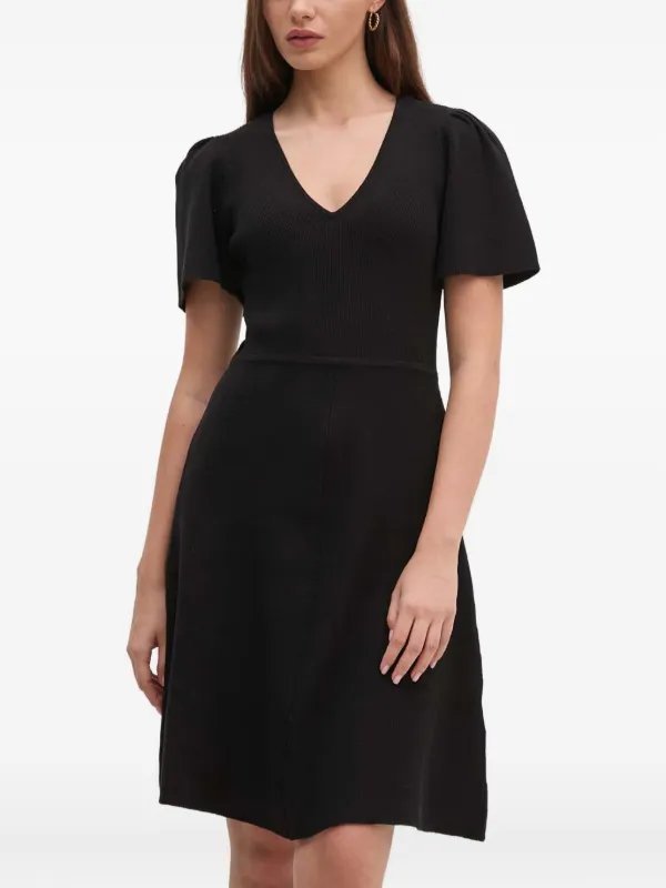 thumbnail image 2 of Women's DKNY Puff Sleeve V-Neck Belted Dress 2 of 14