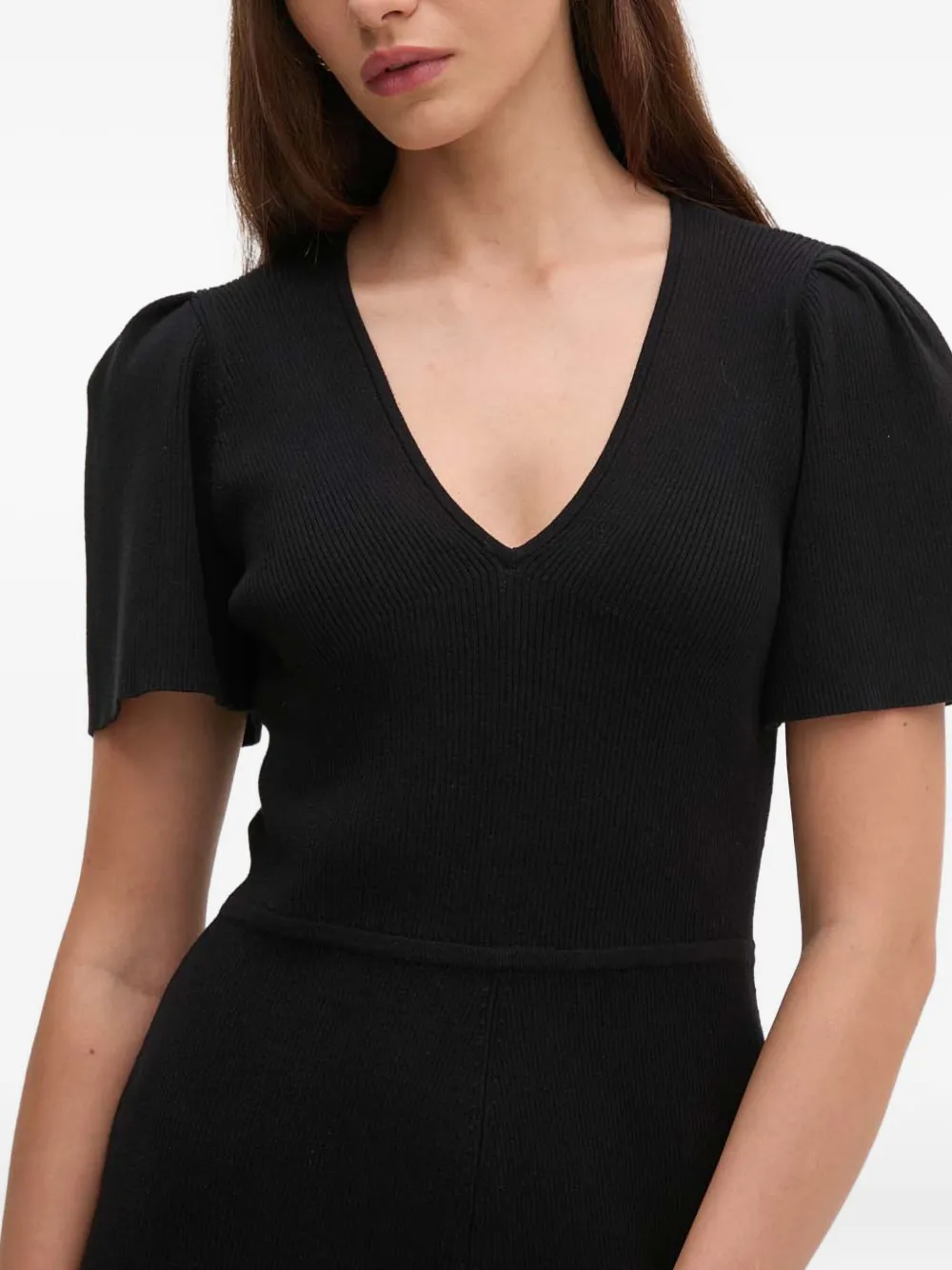 DKNY Mini-jurk met korte mouwen en V-hals Zwart