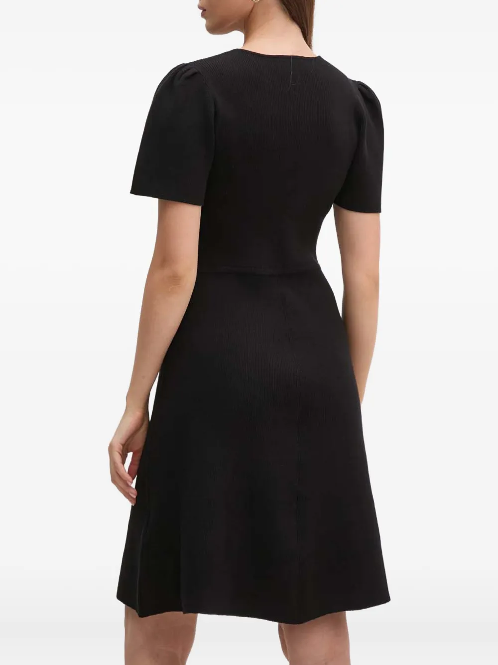 DKNY Mini-jurk met korte mouwen en V-hals Zwart