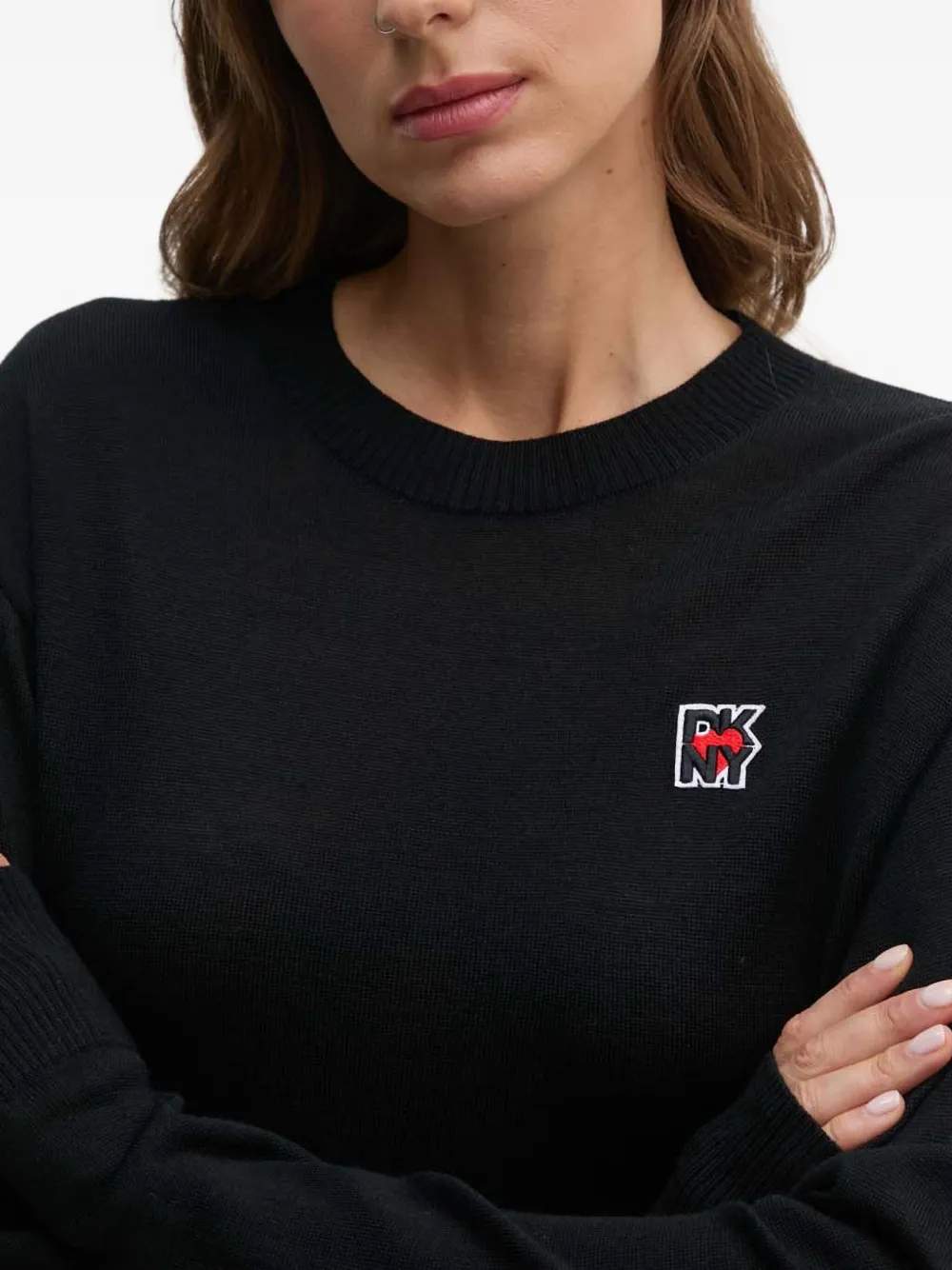 DKNY Trui met logopatch Zwart