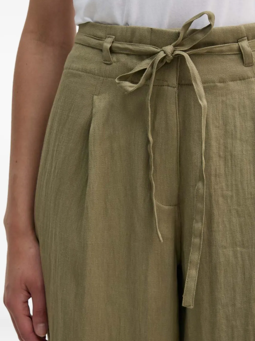 Dkny Tie-waist Pleated Trousers In Green