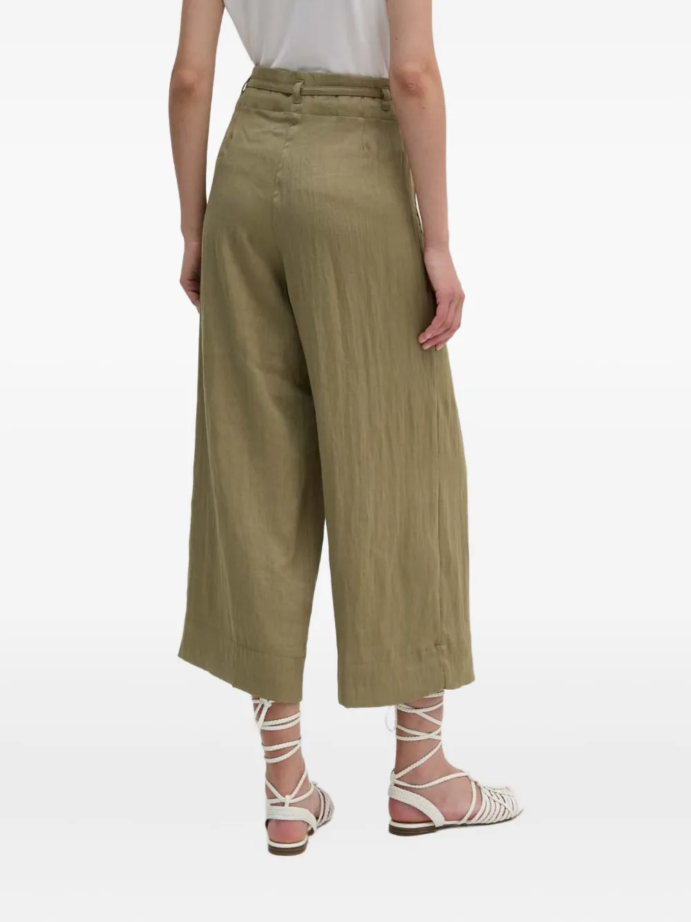 Dkny Tie-waist Pleated Trousers In Green
