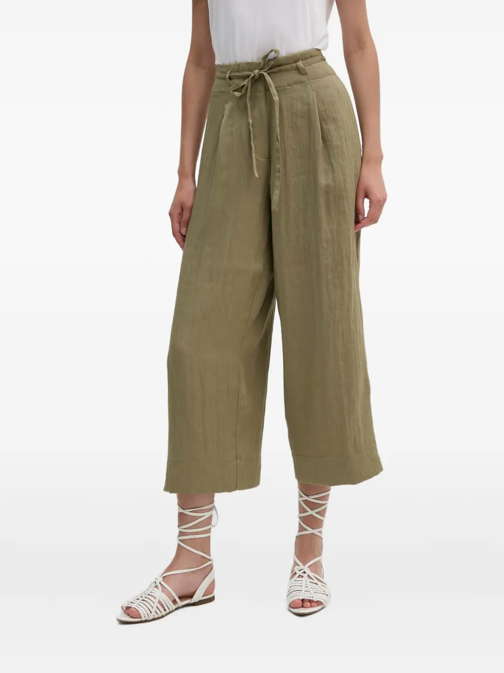 Dkny Tie-waist Pleated Trousers In Green