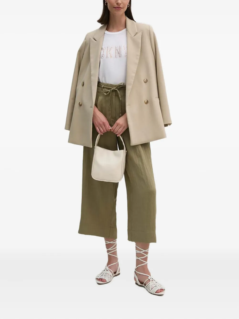 Dkny Tie-waist Pleated Trousers In Green