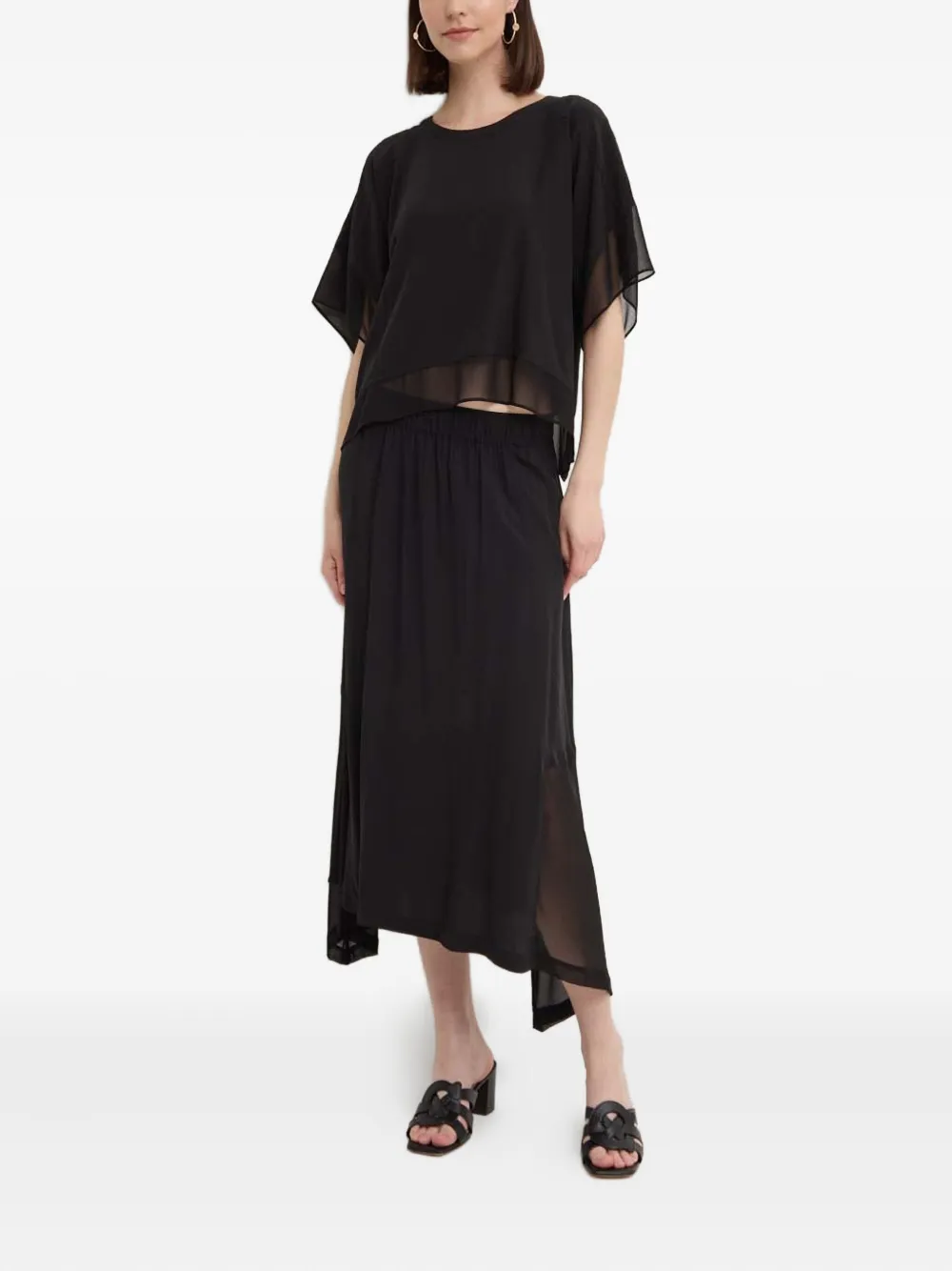 Dkny Asymmetric Panel Midi Skirt In Black