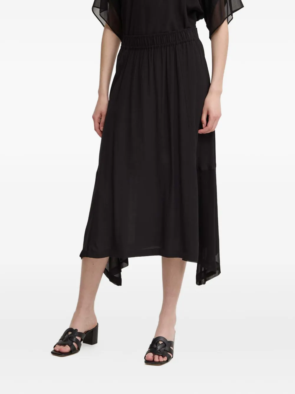 Dkny Asymmetric Panel Midi Skirt In Black