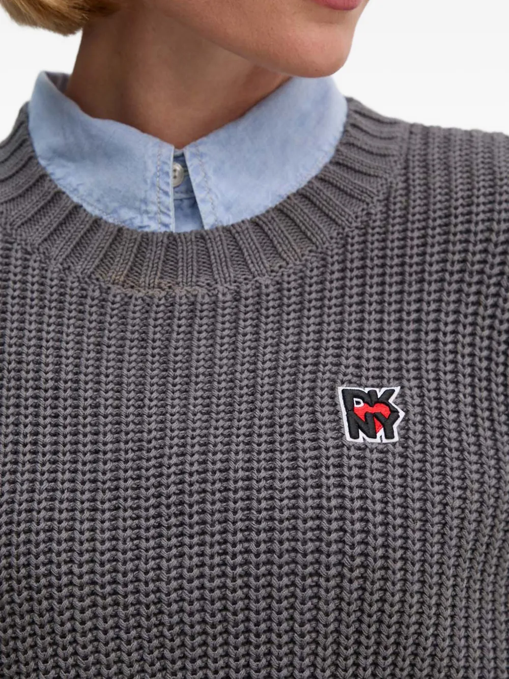 DKNY Trui met logopatch Grijs