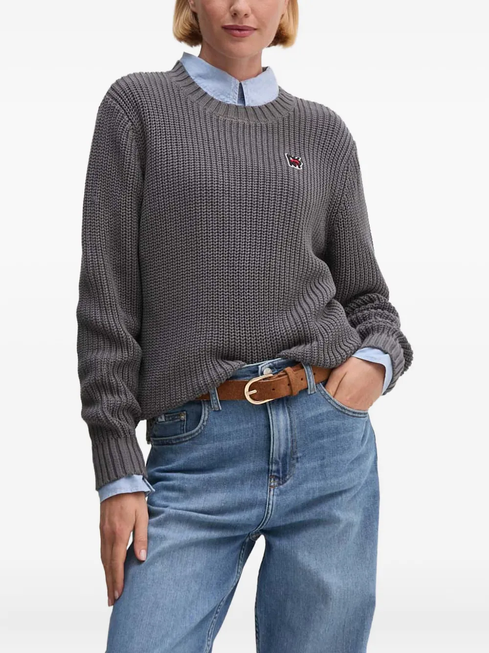 DKNY logo-patch sweater - Grigio