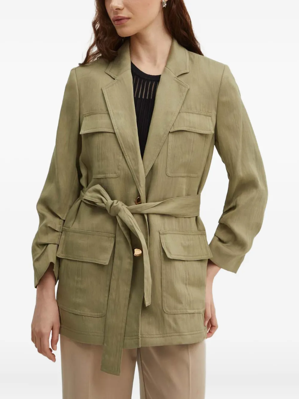 DKNY pocket belted jacket | Green | Image 1
