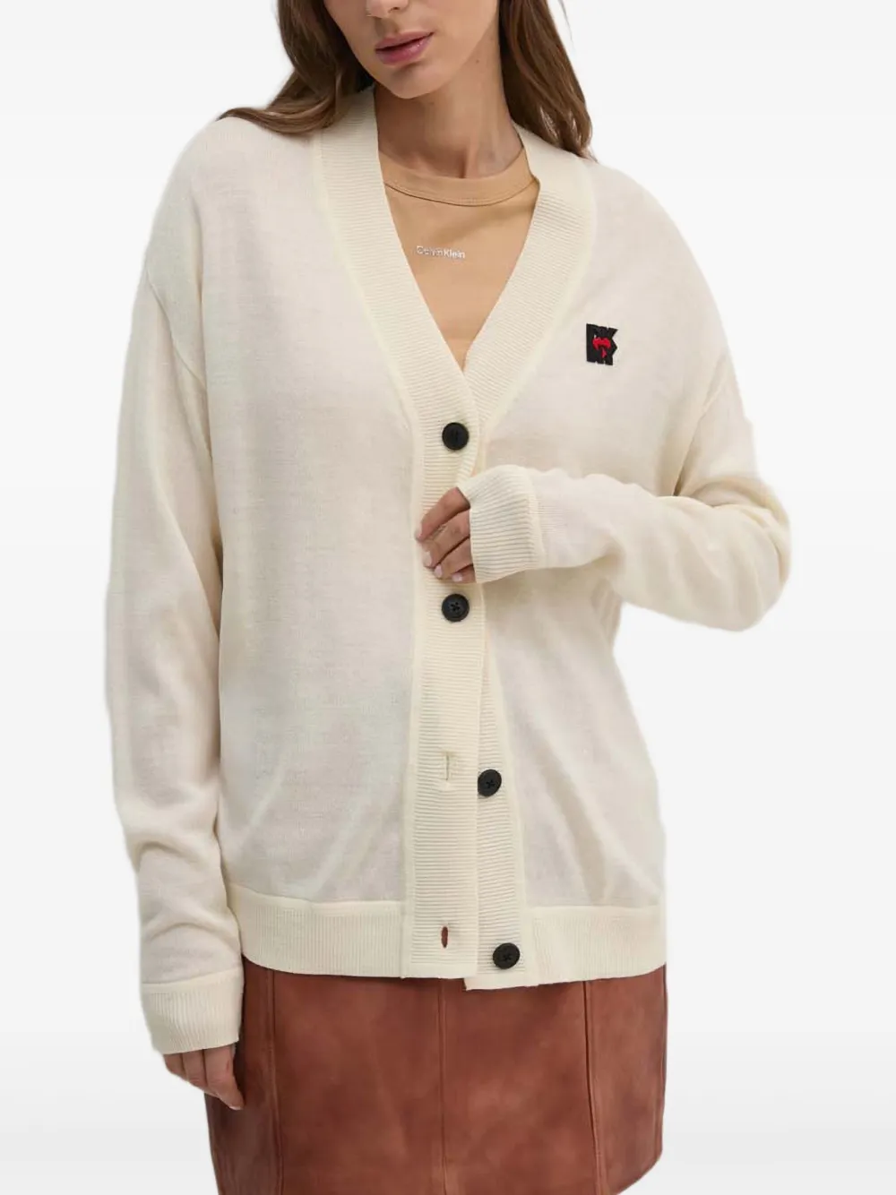 DKNY button logo cardigan | Neutrals | Image 1
