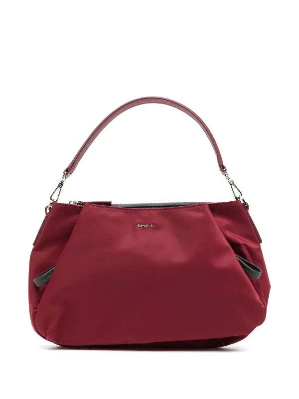 Agnes b. logo plaque Satin Shoulder Bag Red FARFETCH ZA