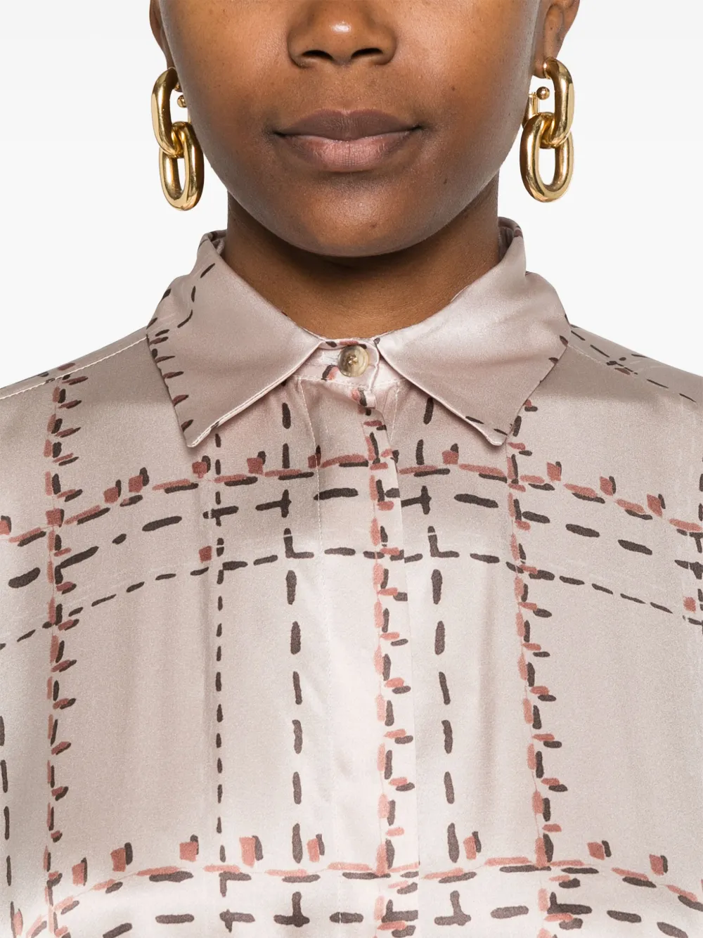 Kiton Zijden blousejurk met print Roze