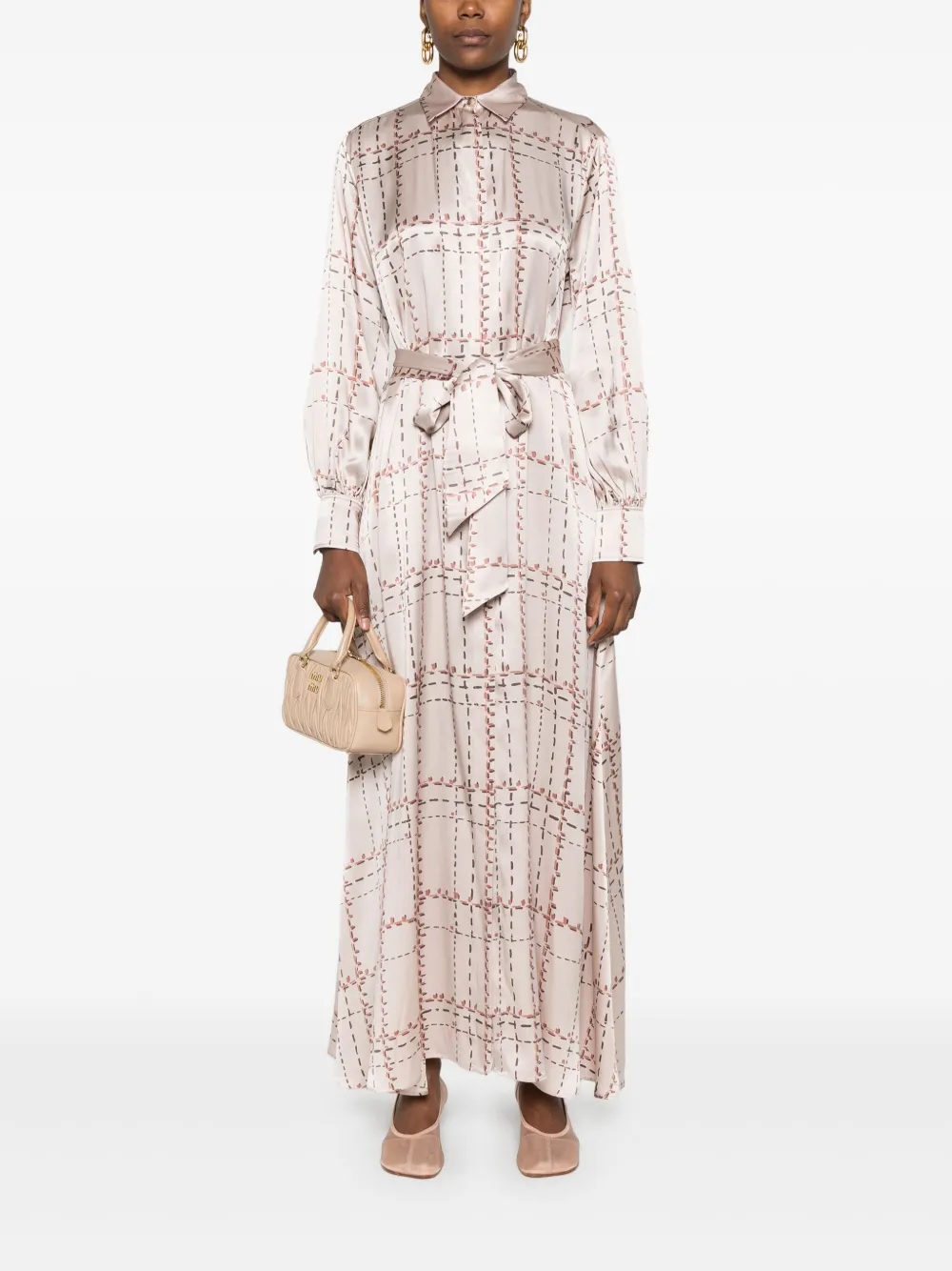 Kiton Zijden blousejurk met print - Roze