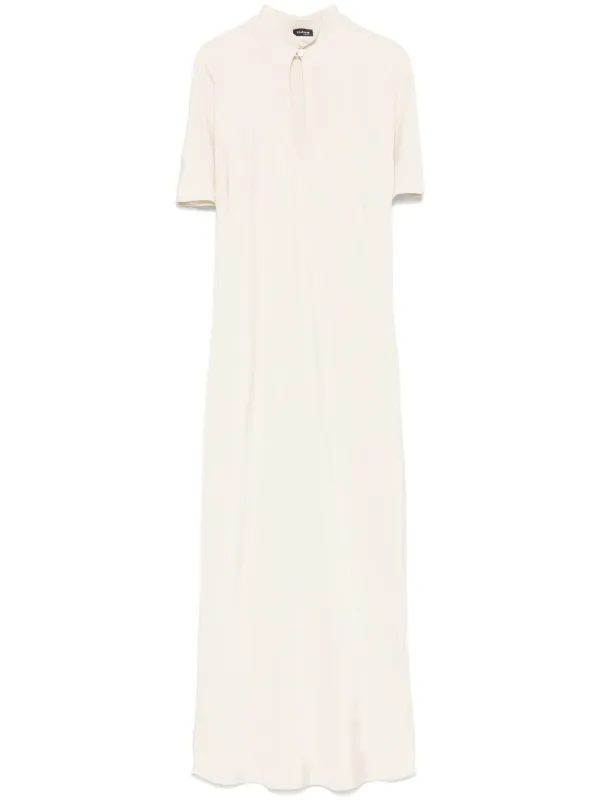 Kiton Keyhole-neck Midi Dress in Neutrals