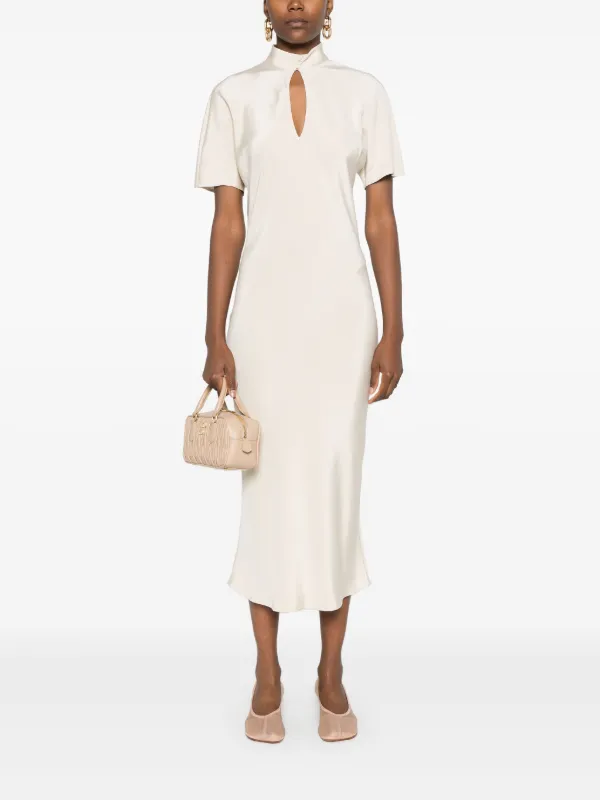 Kiton keyhole-neck Midi Dress | Neutrals | FARFETCH AO