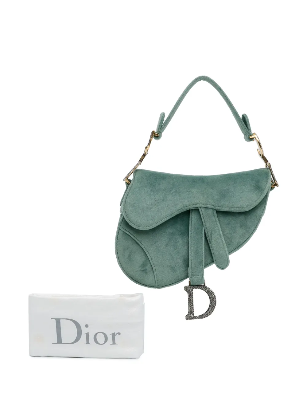 Affordable Christian Dior Pre-Owned 2019 Mini Velvet Crystal Saddle shoulder bag WOMEN